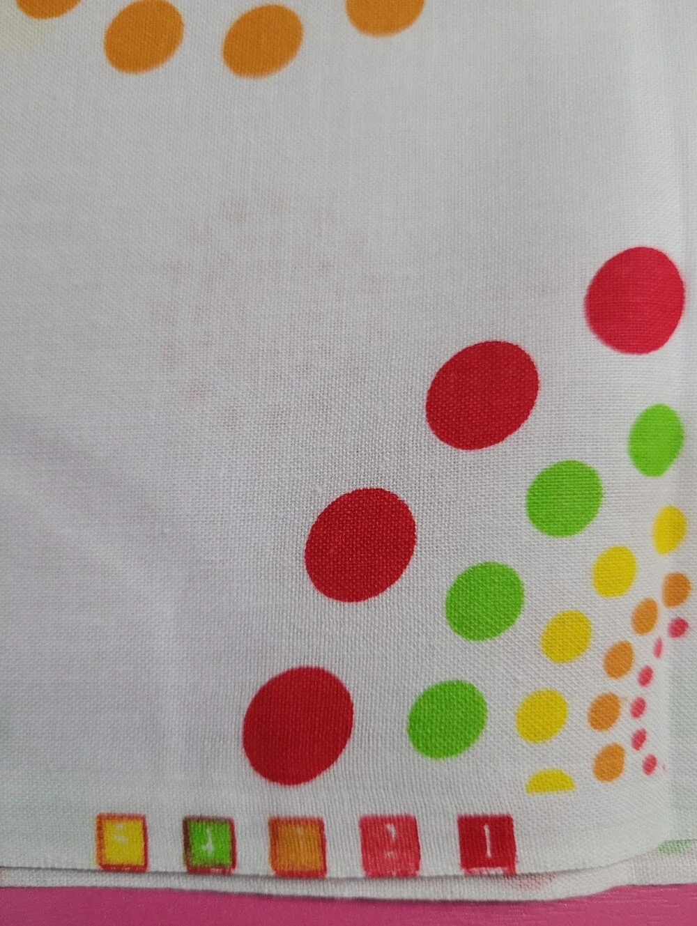 Spring Industries White Sewing Fabric with Colorful Dot Burst Pattern (1519)